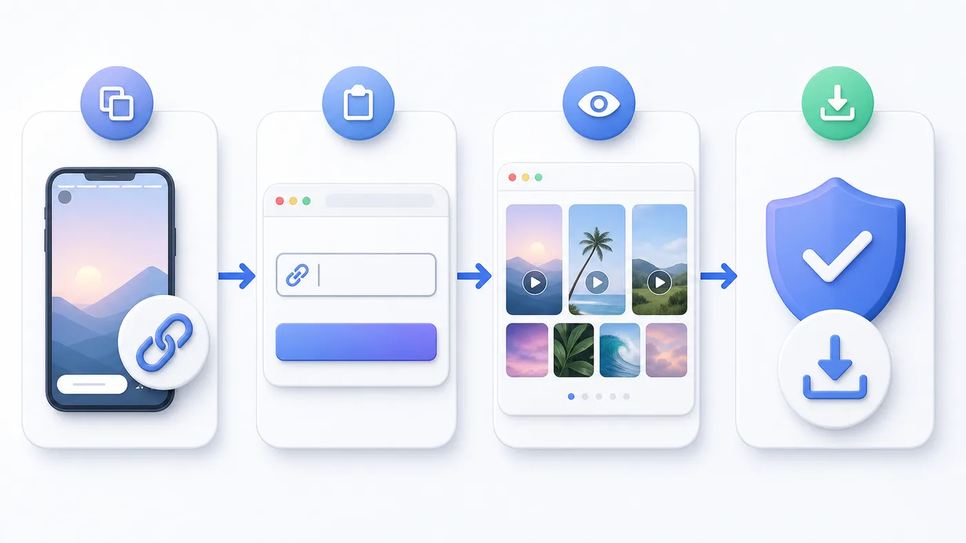 StorySaver steps for downloading public Instagram stories